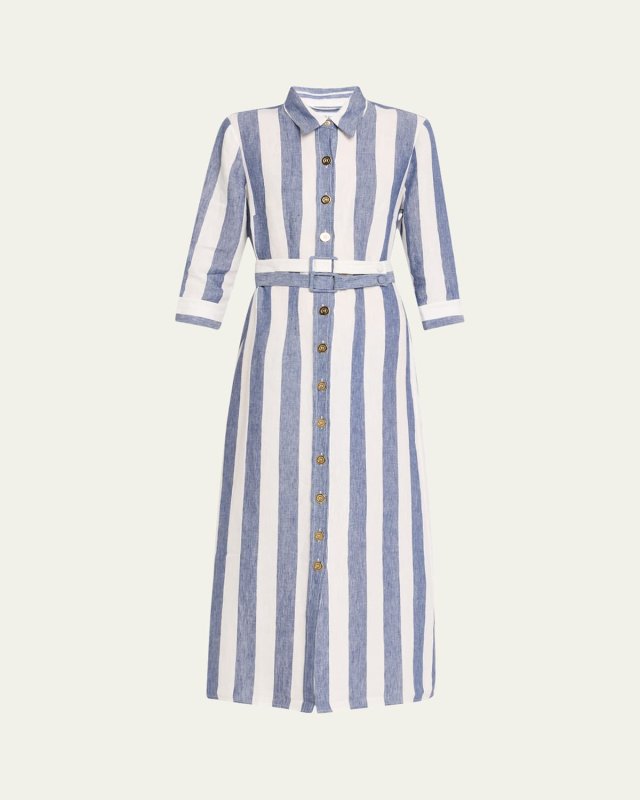 Riad Striped Linen Midi Shirtdress